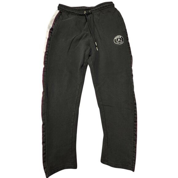 Jordan x Paris Saint-Germain Pant Mens L  Fleece Sweatpants Black Striped Jogger - Picture 1 of 7